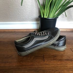 Brown Leather Old School Vans